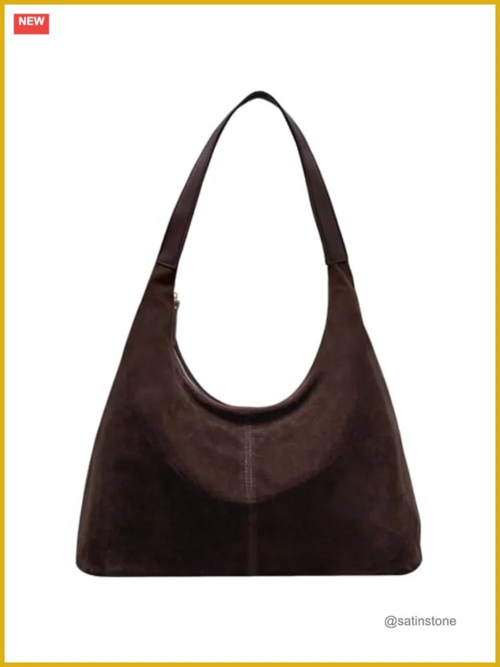 Suede Leather Hobo Shoulder Bag Slouchy Tote Handbag Crescent Purse for Women